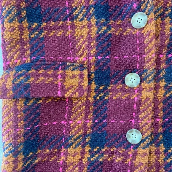 Casual Double Pocket Plaid print Overcoat Jacket - Picture 3 of 5